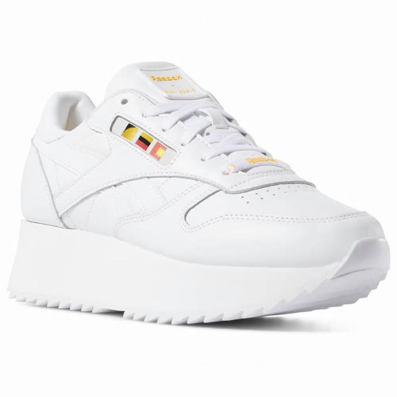 Tenisi Reebok Classic Leather Double X Gigi Hadid Dama Albi/Rosii/Negrii/Aurii Romania YW1250FV